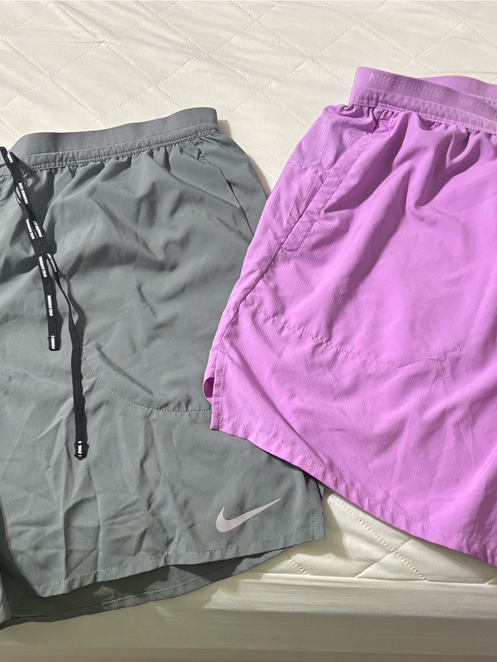 Nike gray and lilac athletic shorts duo
